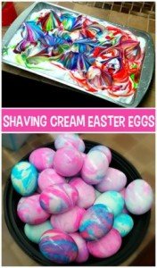easter eggs, shaving cream art, decorate easter eggs