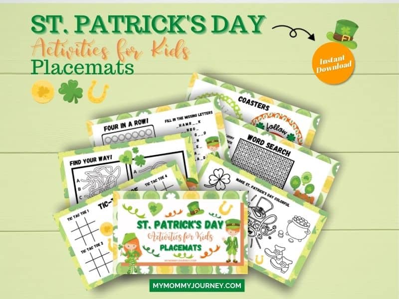 St. Patrick's Day Activities for Kids Placemats printable