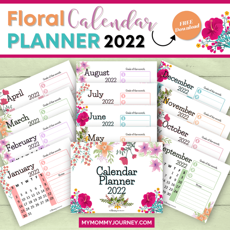 Floral Calendar Planner 2022 free printable